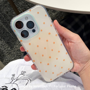 九点半双层不规则波点晕染撞色适用于苹果16promax 15PM手机壳iPhone14Proins风少女心简约防摔保护套全包