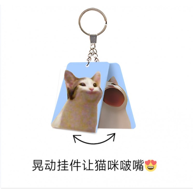 创意啵嘴猫动态挂件popo猫钥匙扣高清版可爱小猫咪亚克力钥匙扣