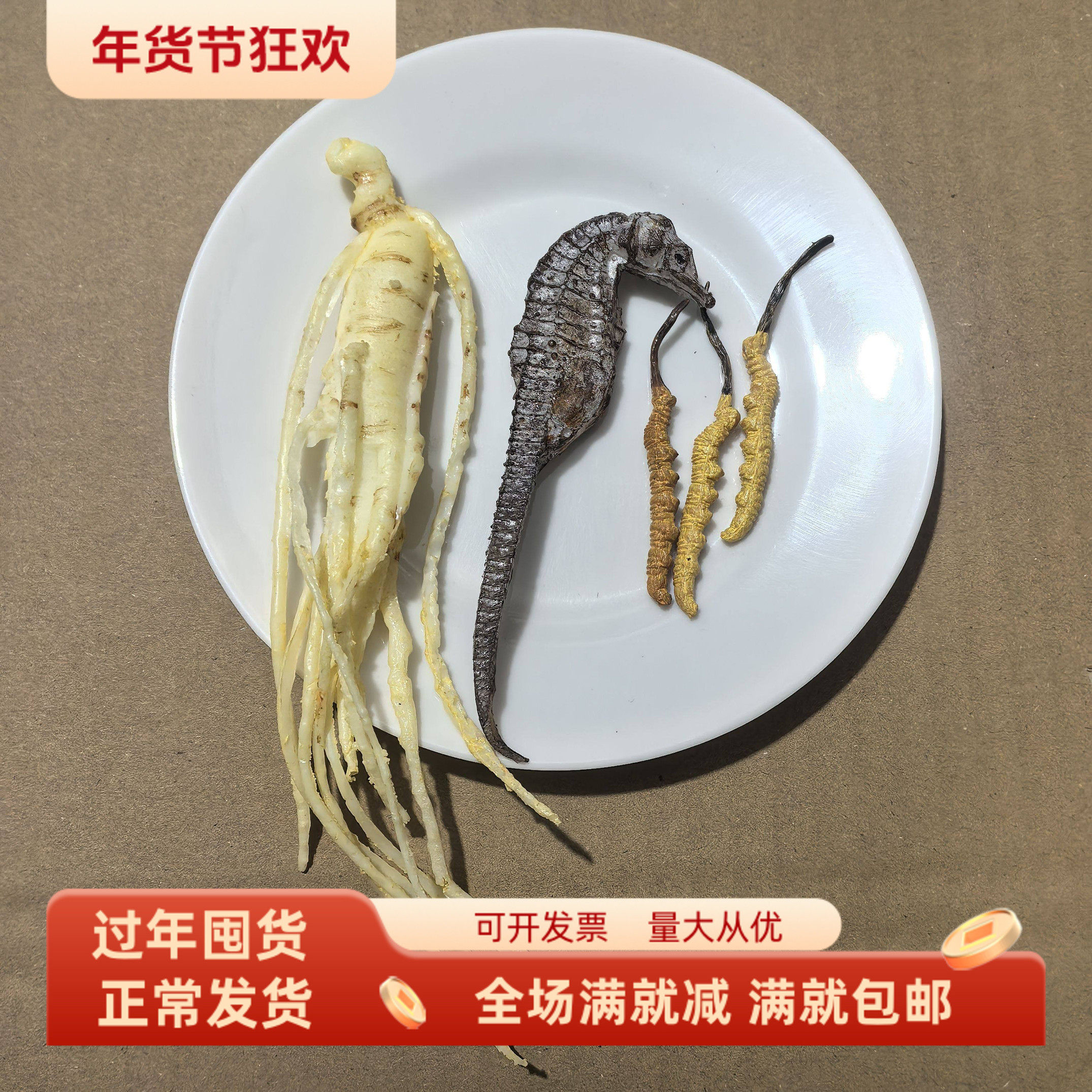 仿真珍稀名贵中药材标本模型海马人参冬虫夏草假道具科普宣传摆件