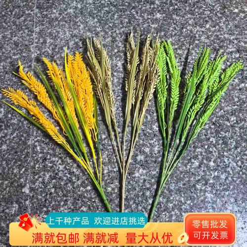 仿真水稻谷禾苗插秧户外场地塑料假花绿色小麦穗花瓶装饰表演道具