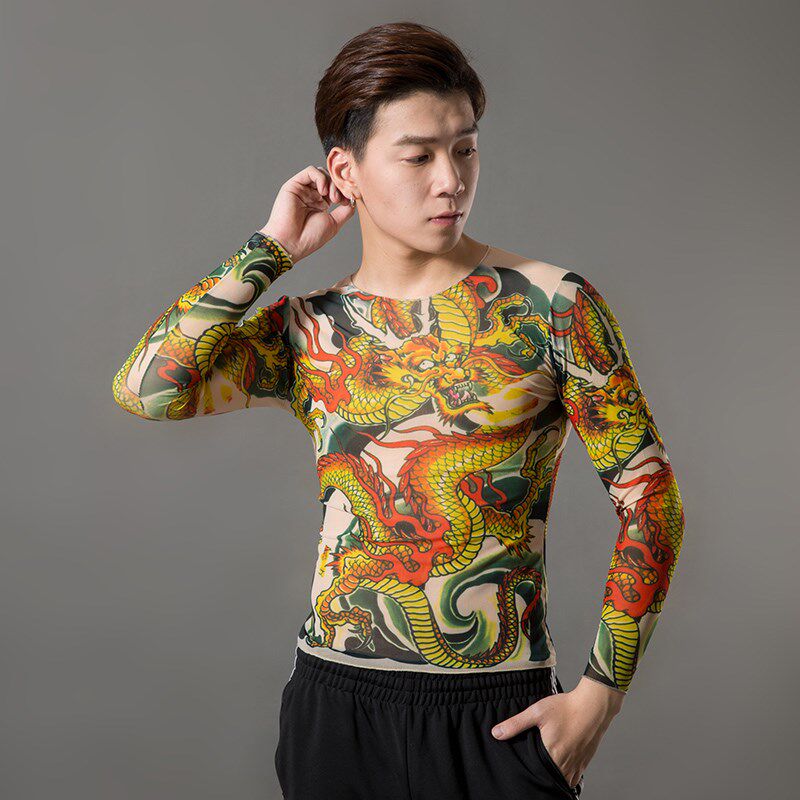 纹身刺青男夏社会紧身印花T恤 花臂3D长袖情侣背心女衣服关公袖套在类目 男装, T恤中 - 来自Buy2taobao.com提供专业的淘宝代购服务
