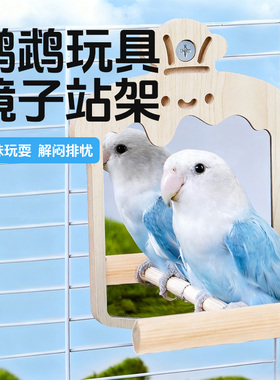 凯拉美鹦鹉专用镜子站架站杆笼内装饰虎皮牡丹玄凤解闷玩具用品