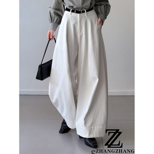 子女J 气质宽松休闲通勤百搭垂感裤 简约经典 宽松阔腿休闲弯刀裤