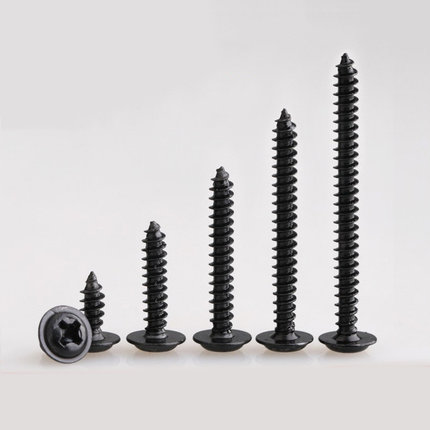 黑色十字圆头带垫自攻螺丝钉加硬盘头带介电子小螺丝M1.2M1.4-M4