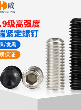 紧定螺丝12.9级凹端无头内六角机米顶丝止付紧固杆M3M4M5M6M8M10