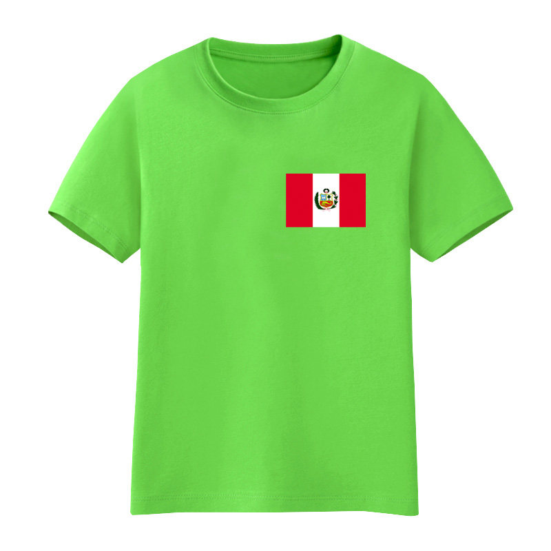 小学生服可以定做男女儿童短袖t恤秘鲁国旗衣服表演活动半袖纯棉