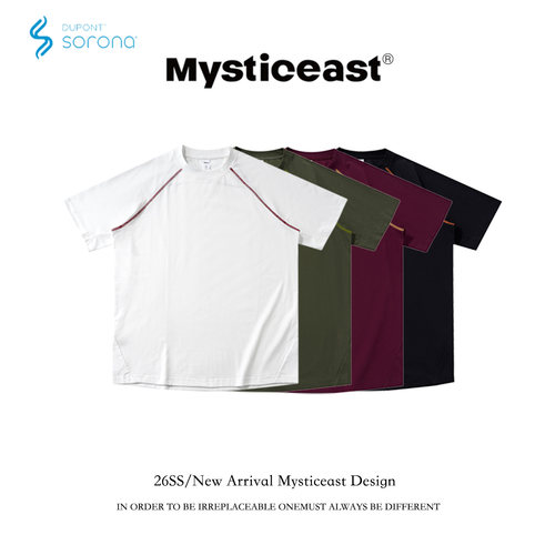 Mysticaest「凉感」26SS 索罗娜弹力撞色哈苏线t恤短袖男款夏季