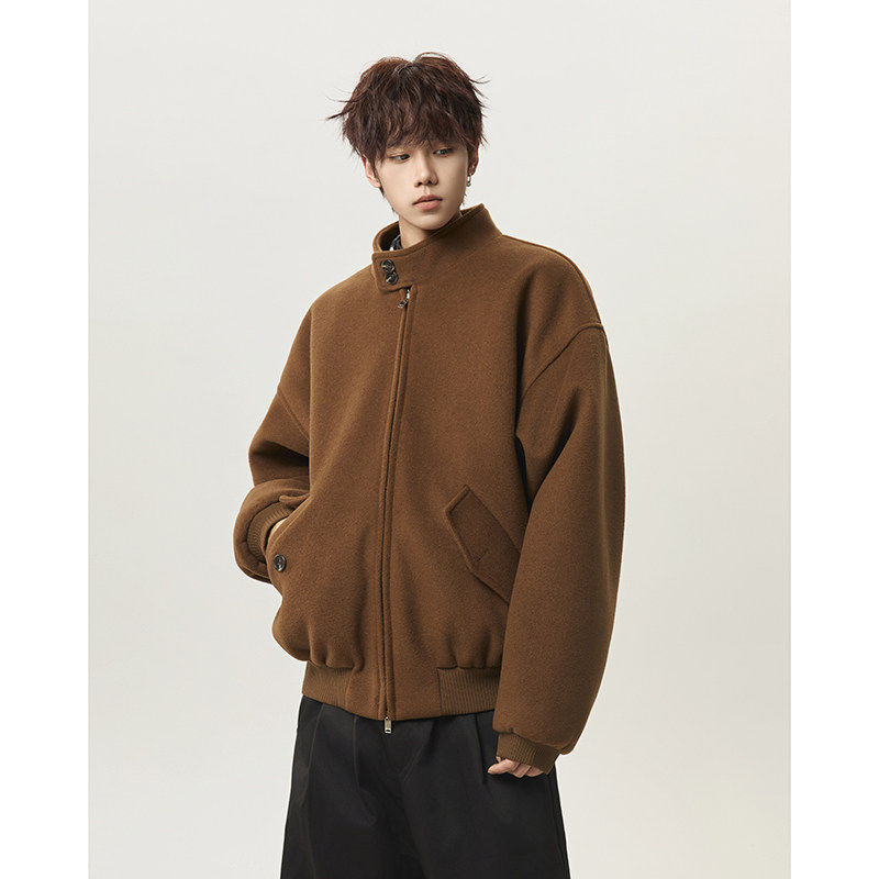 立领美式飞行夹克男棉衣男冬季重磅复古毛呢短款加棉呢子外套棉服,男装,夹克,淘宝优惠券,粉丝福利购,淘宝优惠卷