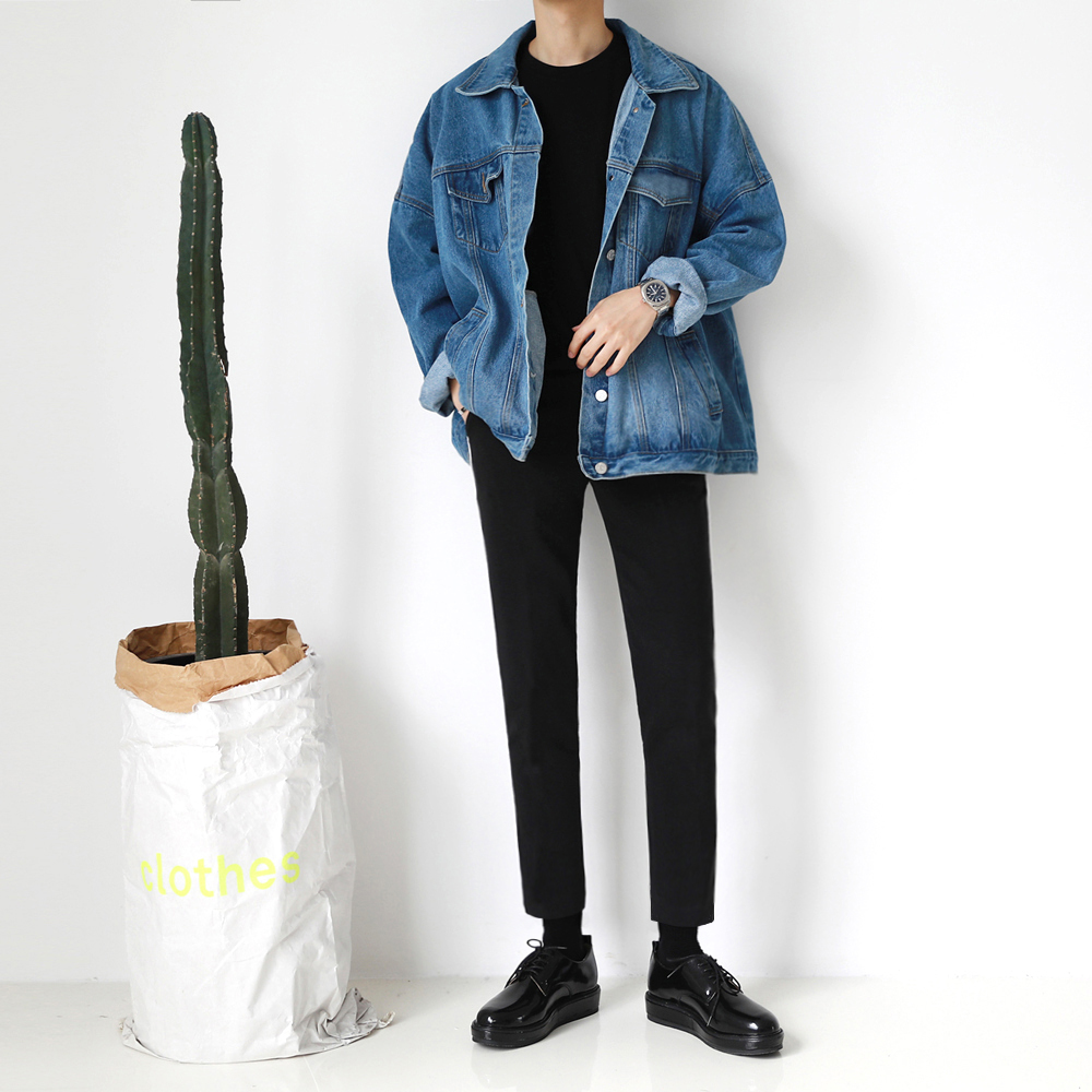 秋季九分裤男西裤宽松直筒黑色潮