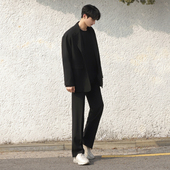 裤 男直筒宽松休闲裤 高级感小西裤 春秋垂感西装 坠感长裤 潮ins黑色