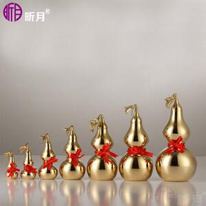 仙庄G品质纯铜开盖葫芦有叶葫芦吉祥家居摆件挂件3-16寸多规格
