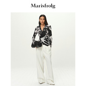 艺术家灵感 Marisfrolg玛丝菲尔春新款 V领修身 长袖 羊毛T恤