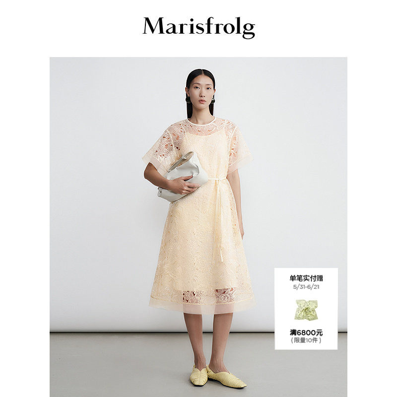 【层次美学】Marisfrolg玛丝菲尔2026夏新款镂空柯根纱刺绣洋装