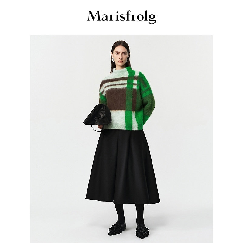 【马海毛混纺】Marisfrolg玛丝菲尔2025冬新款箱型高领毛衣针织衫