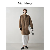大衣 艺术时装 Marisfrolg玛丝菲尔大地色系大衣环保皮草外套