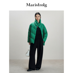 Marisfrolg玛丝菲尔2025冬新款 高领宽松保暖绿色羽绒服