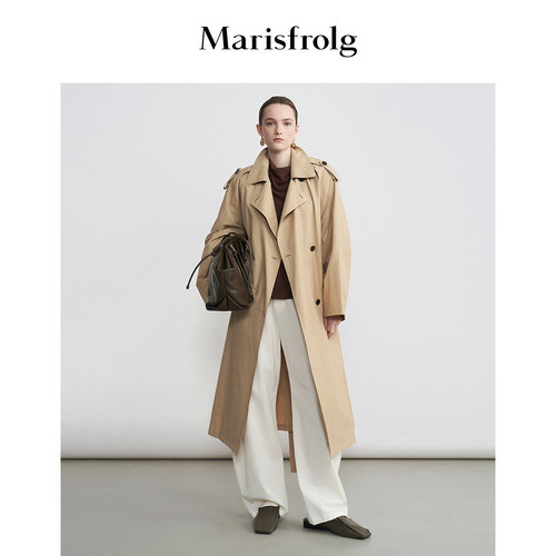 【可拆卸】Marisfrolg玛丝菲尔2026春新款可拆卸绉感廓形风衣外套