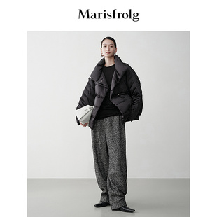 【轻羽羽绒】Marisfrolg玛丝菲尔冬黑色白鹅绒羽绒短外套