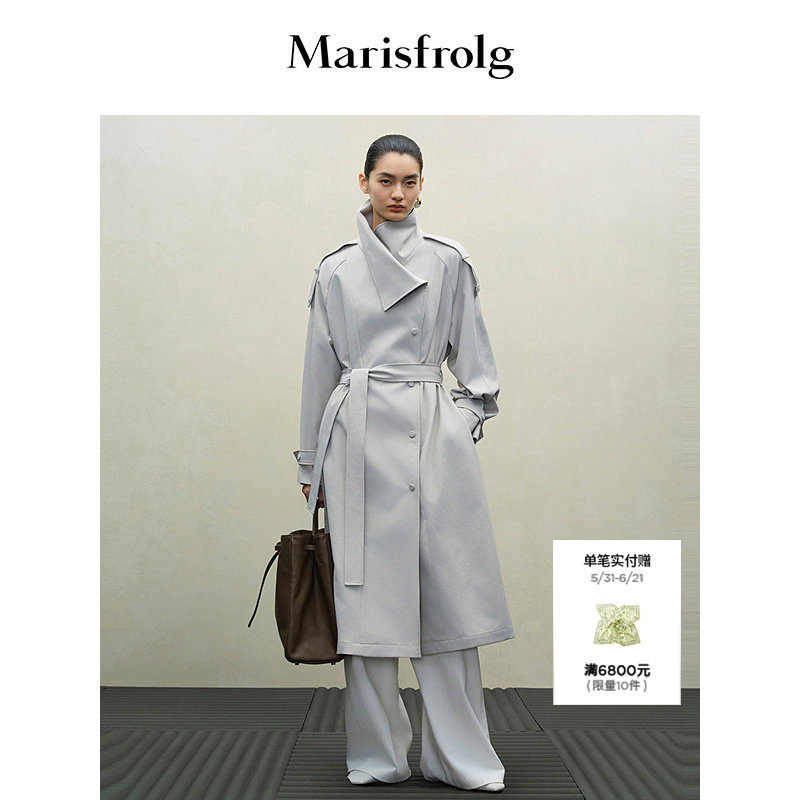 【筑感美学】Marisfrolg玛丝菲尔2025秋新款翻驳领简约风衣式外套