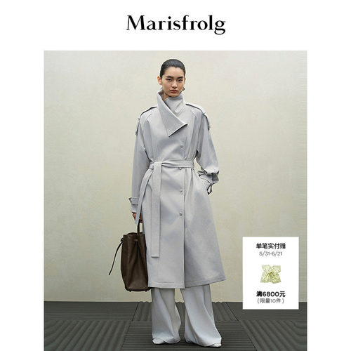 【筑感美学】Marisfrolg玛丝菲尔2025秋新款翻驳领简约风衣式外套