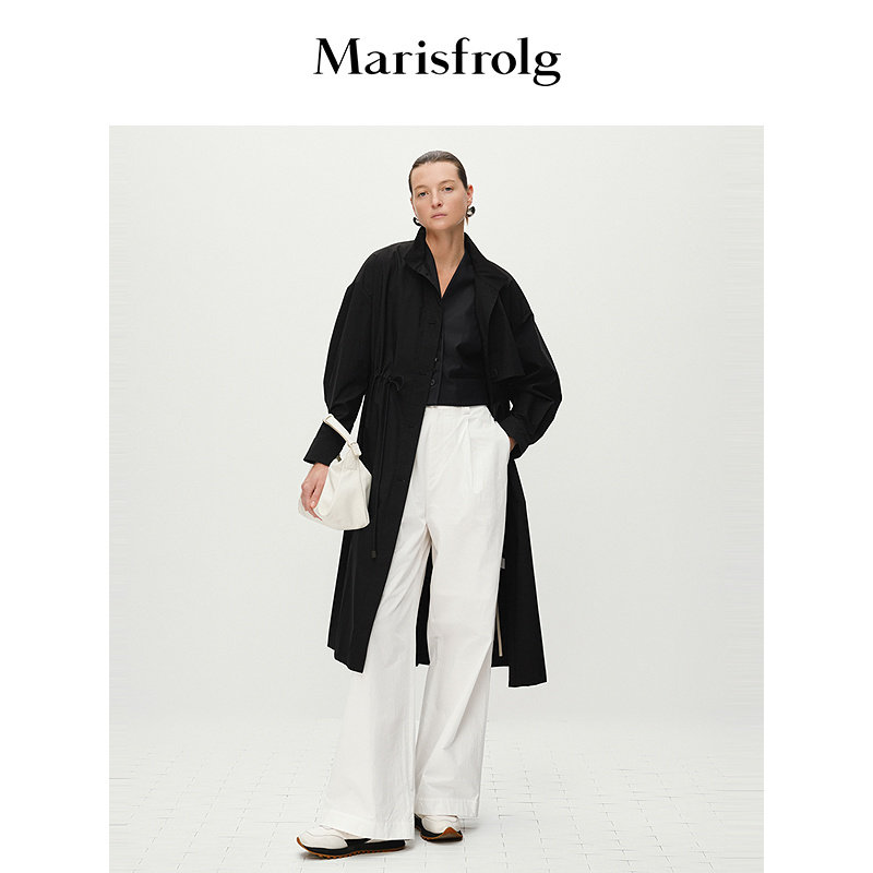 Marisfrolg玛丝菲尔春新单排扣落肩袖风衣式外套