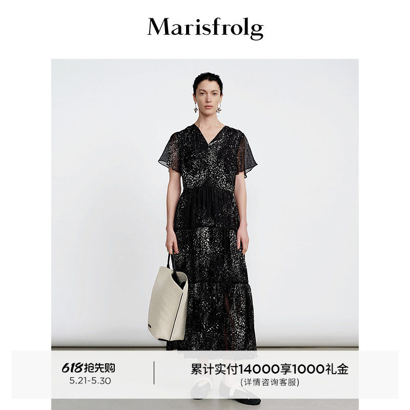 【新能量黑裙】Marisfrolg玛丝菲尔2026夏新款时尚V领气质连衣裙