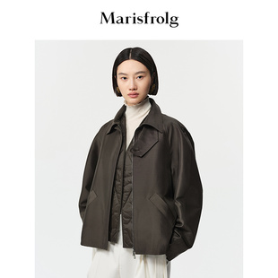 Marisfrolg玛丝菲尔2025冬新款两件式短款箱型风衣马甲夹克羽绒服