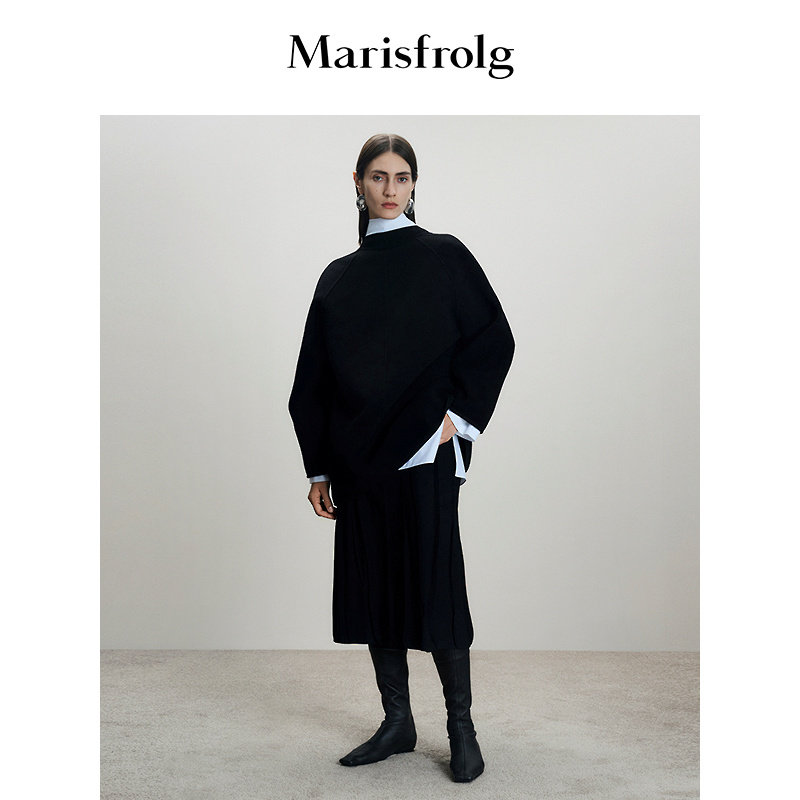 【澳洲羊毛】Marisfrolg玛丝菲尔2025冬新款荡领短外套羊毛大衣