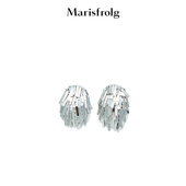 气质圆形流苏设计造型感银色耳饰女 玛丝菲尔时尚 轻礼系列