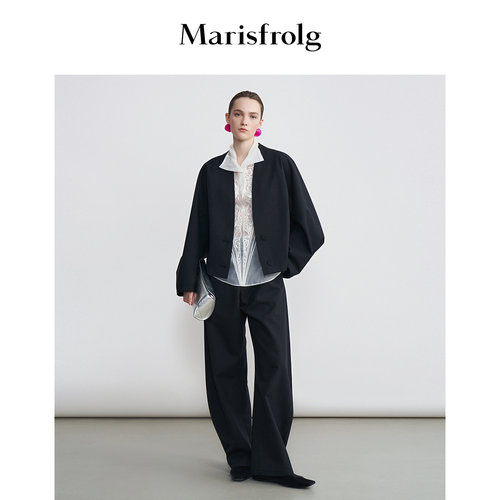 【一裤多搭】Marisfrolg玛丝菲尔2026春新款羊毛精纺宽松蛋型裤