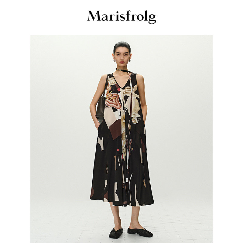 【艺术家灵感】Marisfrolg玛丝菲尔夏款真丝吊带A字连衣裙图片