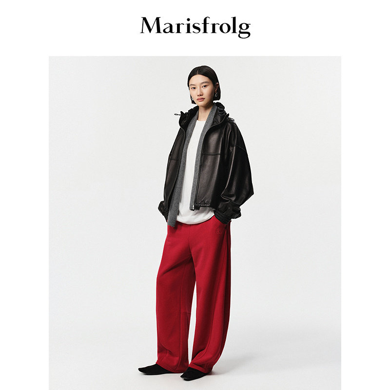 Marisfrolg25冬季新款立体剪裁显瘦阔腿质感休闲香蕉裤长裤