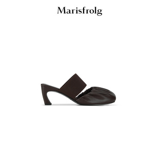 【褶裥艺术】Marisfrolg玛丝菲尔2026春新款褶皱充棉高跟穆勒鞋