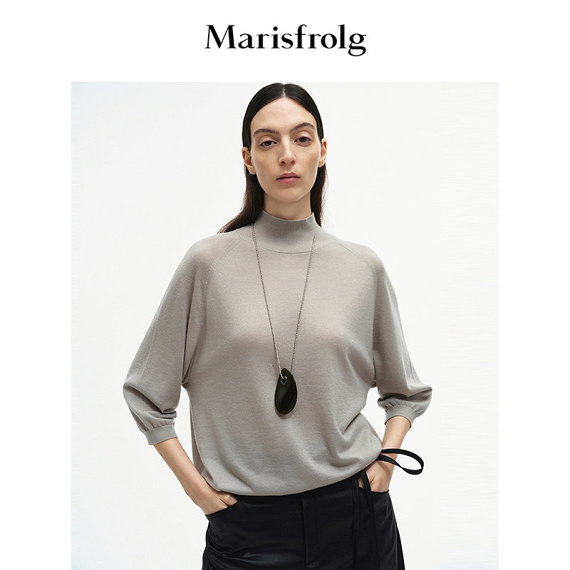 【山羊绒】Marisfrolg玛丝菲尔2025秋新款松弛感高领套头针织衫