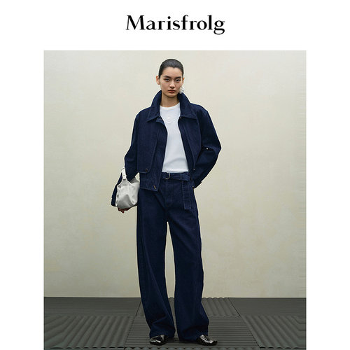 【丹宁回潮】Marisfrolg玛丝菲尔秋款水洗纯棉外套裤子套装