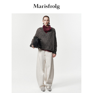 【马海毛弹感】Marisfrolg玛丝菲尔2026春新款v领宽松针织上衣