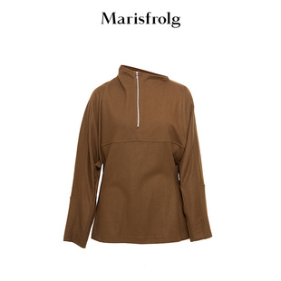 Marisfrolg玛丝菲尔2025冬新款 倒大廓型金属刺绣羊毛上衣 蝙蝠袖