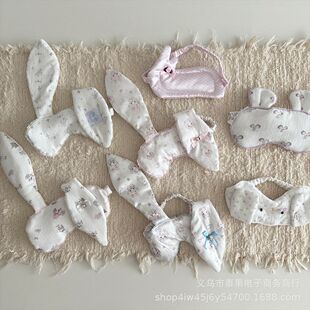 韩系甜美少女风兔耳朵夹棉眼罩中学生午休遮光卡通元素护额眼罩潮