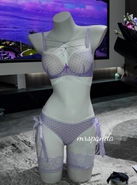 mrspanda芋桃小酥香芋紫色波点纯欲韩系外扩内衣文胸套装蝴蝶结