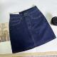 2026夏季 美式 深蓝色牛仔短裙女韩版 百搭高腰显瘦a字包臀半身裙子