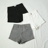 女2026新款 大码 夏季 显瘦灰色高腰牛仔短裤 韩版 热裤 弹力紧身短裤 女