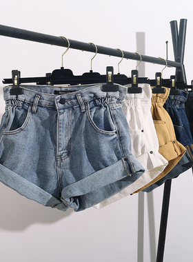 黑色牛仔短裤女夏高腰a字韩版宽松2026新款夏季卷边外贸超短裤热