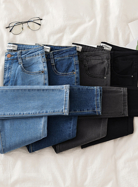 浅色牛仔裤女冬2026早秋新款高腰弹力紧身小脚裤显瘦