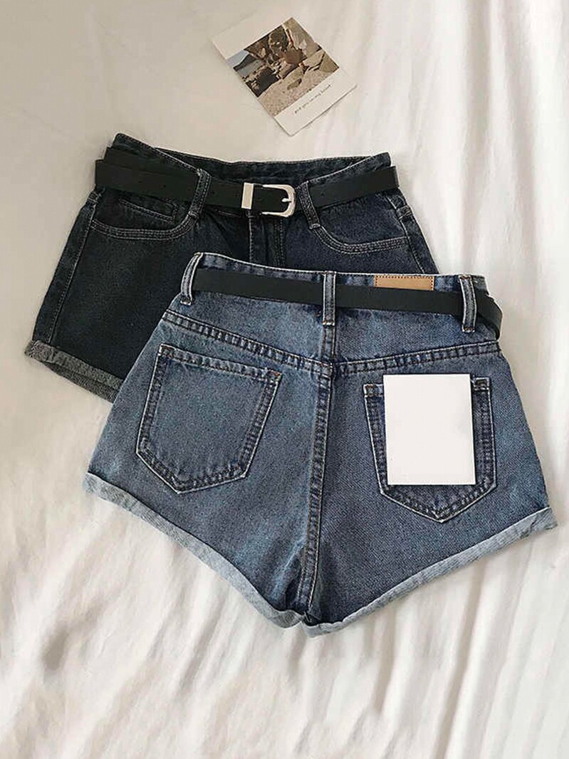 2024 SUMMER NEW ROLLED EDGE LOOSE THIN WIDE-LEGGED HOT PANTS SMALL SIMPLE AND VERSATILE HIGH-WAISTED DENIM SHORTS WOMEN