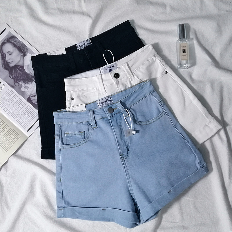 WHITE DENIM SHORTS WOMENS SUMMER 2024 NEW CHIC SUMMER HIGH-WAISTED SLIM SLIM STRETCH A-LINE SHORTS WOMEN