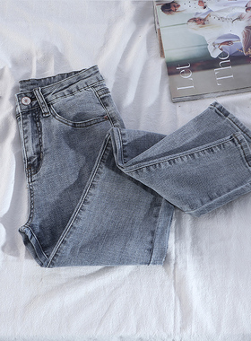 浅色牛仔裤女九分裤高腰修身小脚裤2026秋季新款显瘦大码铅笔裤子