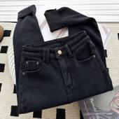 高腰弹力紧身小脚铅笔九分八分裤 黑灰加绒牛仔裤 女2026秋冬新款 子