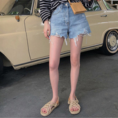 短裤 夏季 女牛仔裤 2026年新款 女高腰破洞超短裤 ins显瘦小个子