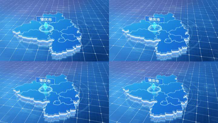 肇庆市地图三维科技感蓝色网络定位区位连线发散ae模板