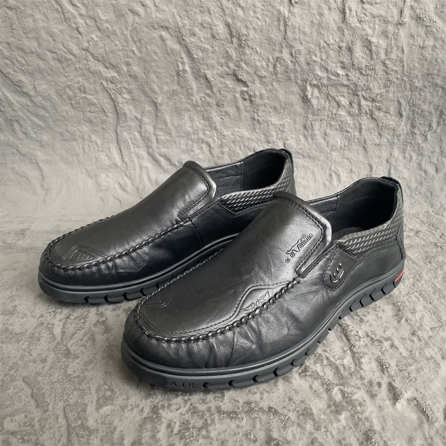 春秋新款公牛正品男鞋真皮牛皮休闲一脚蹬套脚鞋透气低帮39/42码